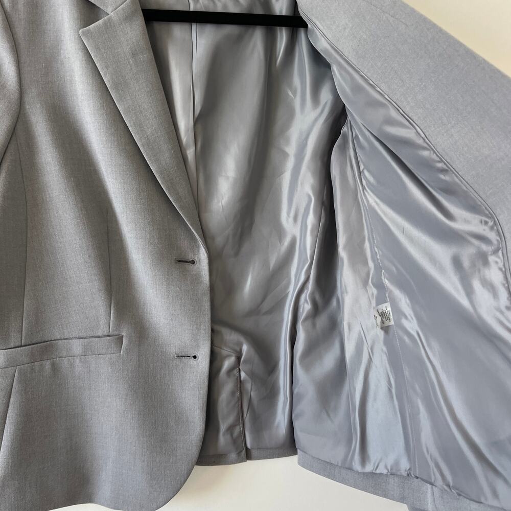 Calvin Klein Grey Stretch Blazer Jacket Womens 12 Career Professional Classic - Picture 4 of 11